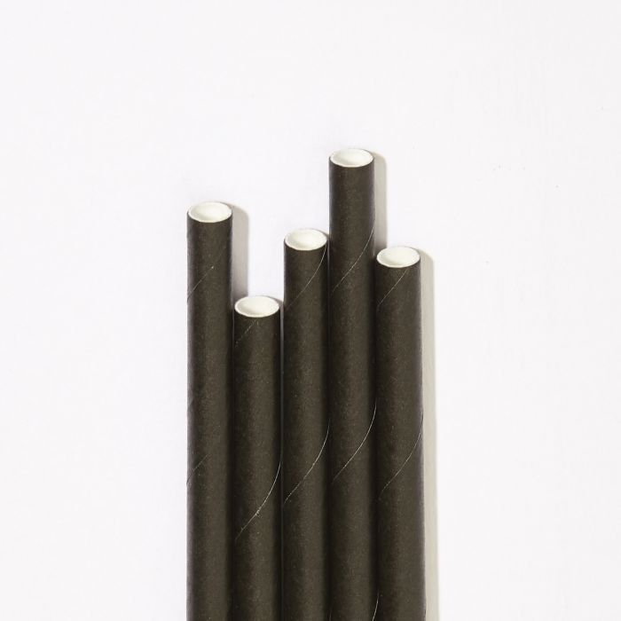Black Extra Long Narrow Paper Drinking Straw 240x6mm - Wholesale