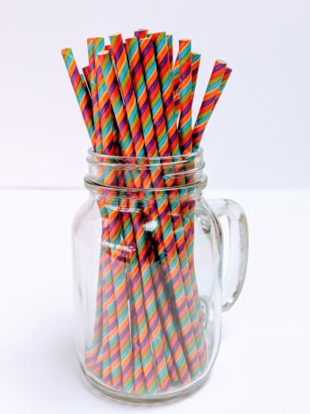 Pride Rainbow Paper Drinking Straw 200x6mm - Wholesale 