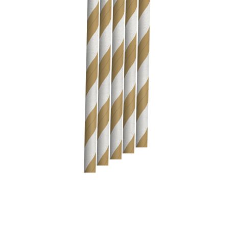 Kraft and White Striped Narrow Paper Drinking Straw 200x6mm - Wholesale