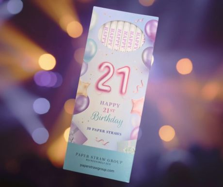Happy 21st Birthday Paper Straws  - Box of 20 Straws