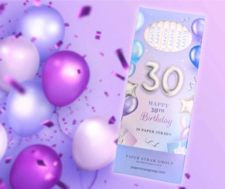 Happy 30th Birthday Paper Straws  - Box of 20 Straws
