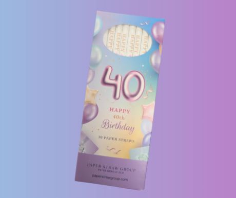 Happy 40th Birthday Paper Straws  - Box of 20 Straws