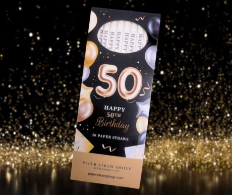 Happy 50th Birthday Paper Straws  - Box of 20 Straws