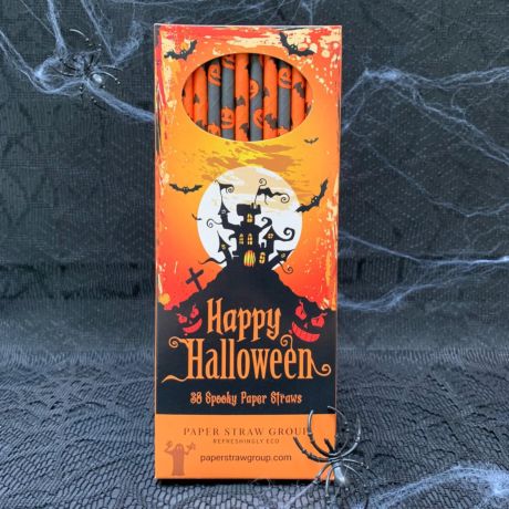 Halloween Bats & Pumpkin Paper Straws - Pack of 38 Straws