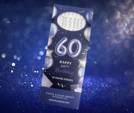Happy 60th Birthday Paper Straws  - Box of 20 Straws
