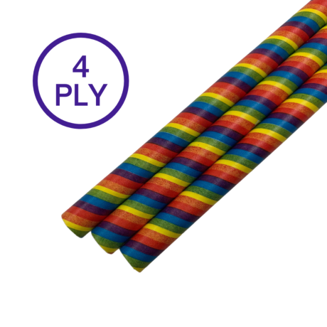 Rainbow Stripe, 4 PLY Super Strength Paper Drinking Straw 10MM x 200MM 