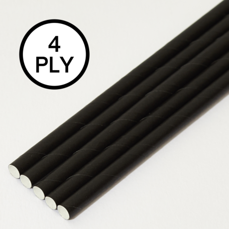 Black, 4 PLY Super Strength Paper Drinking Straw 8MM x 200MM 