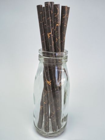 Black Marble Paper Drinking Straw 200x6mm - Wholesale