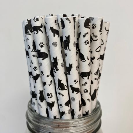Cat Character Paper Drinking Straws 8mm x 200mm 