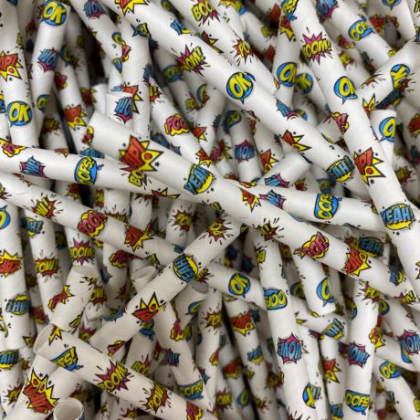 Comic Paper Drinking Straws 8mm x 200mm 