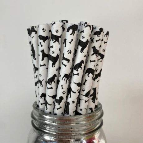 Dog Character Paper Drinking Straws 8mm x 200mm 