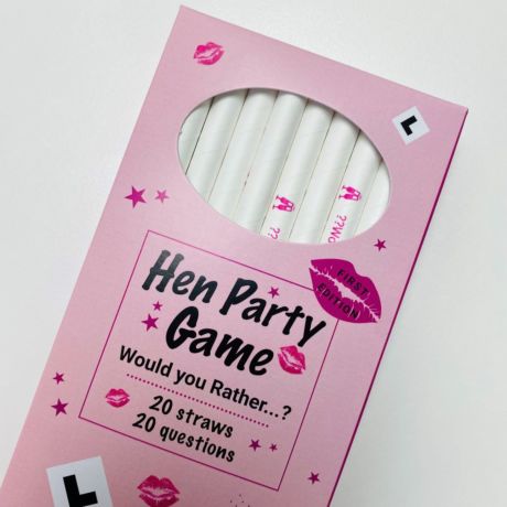 8mm x 200mm 'Would You Rather' Hen Party Straw Game - Box of 20 Straws, 20 Questions 