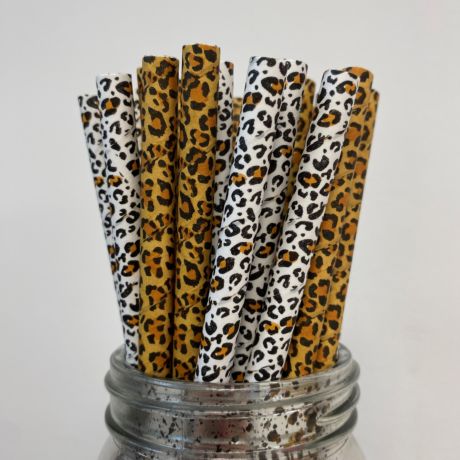 Leopard Print Paper Drinking Straws 8mm x 200mm 