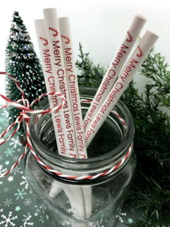 Personalised Christmas Paper Drinking Straws 8mm x 200mm 