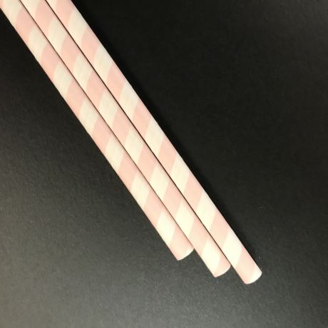 Pink & White Stripe Paper Drinking Straw 8mm x 200mm 