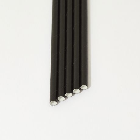 Black Narrow Paper Drinking Straw 200x6mm - Wholesale