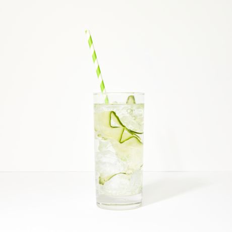 Green and White Striped Extra Long Narrow Paper Drinking Straw 240x6mm - Wholesale