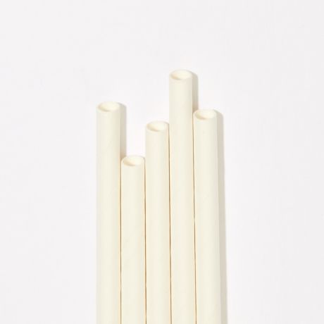 White Extra Long Narrow Paper Drinking Straw 240x6mm - Wholesale