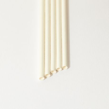 White Narrow Paper Drinking Straw 200x6mm - At Home and Party Use