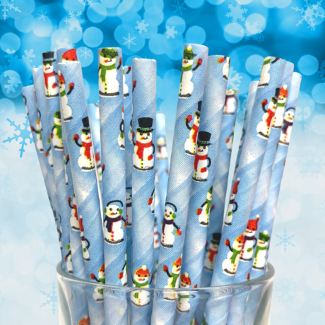 Snowman Paper Straws - Box of 250 Straws - 6mm x 200mm 