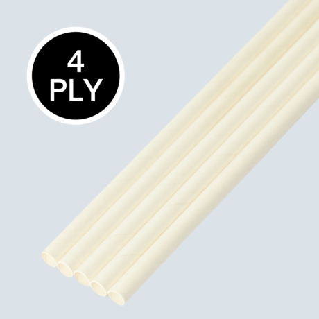 White, 4 PLY Super Strength Paper Drinking Straw 8MM x 200MM 