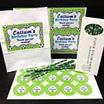 Personalised Football Party Pack - Pack of 15 Party Bags, Box of 38 Paper Straws 