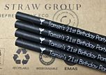 Personalised Black Plain Medium Paper Drinking Straw 200x8mm - At Home and Party Use