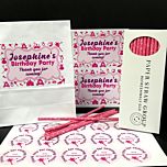 Personalised Princess Party Pack - Pack of 15 Party Bags, Box of 38 Paper Straws 