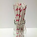 Unicorn pink and white party paper straws 6x200mm - At Home and Party Use